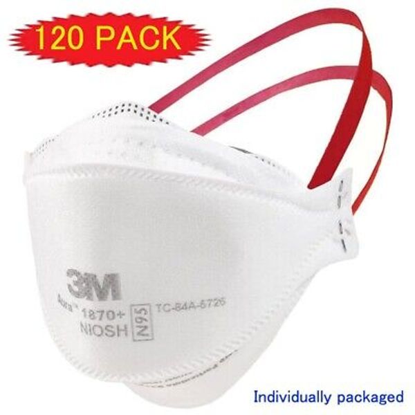 3M 1870+ AURA NIOSH N95 HEALTH CARE SURGICAL RESPIRATOR MASKS (PACK OF 120)