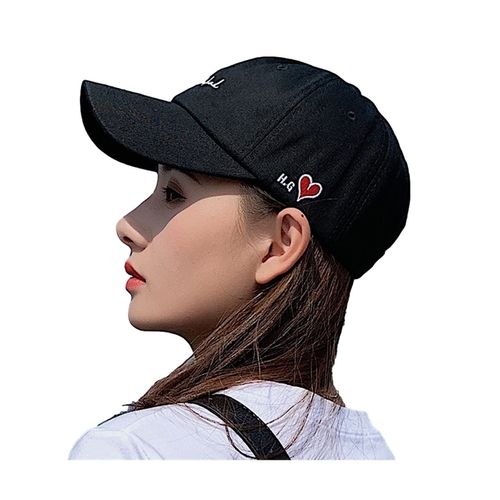 Gitiamo Women's Cap, English Letters, Heart, One Point, Embroidery, Adjuster, Adjustable, Hat, Black, White, Ivory, Cute, Stylish, Stylish, UV Protection, UV Protection, Sunshade, Korean, Roman,