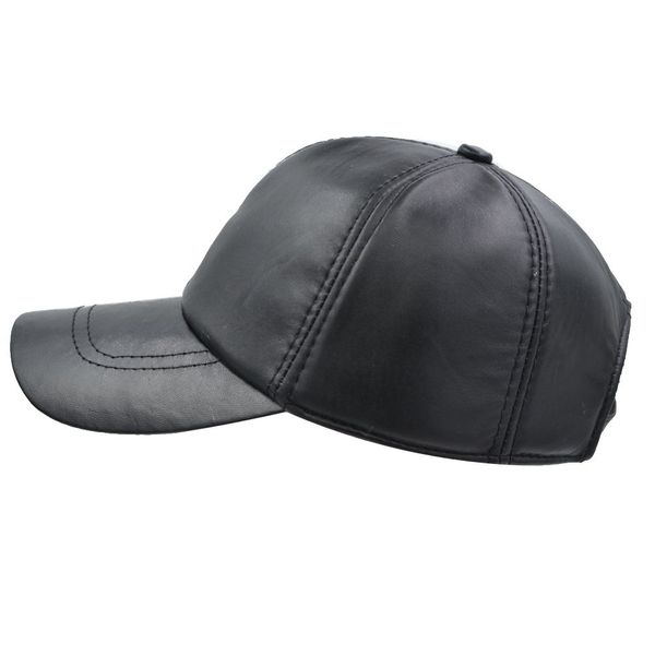 IFSUN Genuine Sheepskin Adjustable Unisex Leather Baseball Hats Black