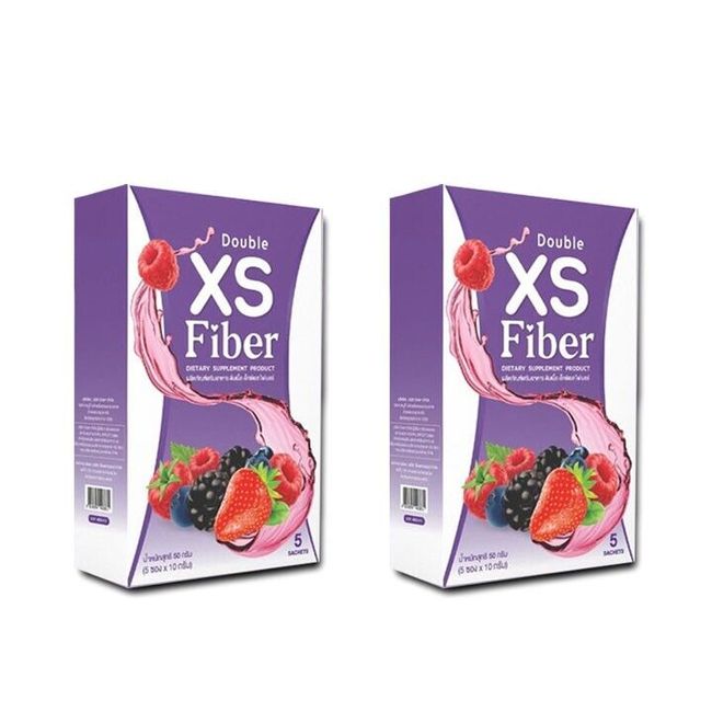 2 Boxes Double XS Fiber Reduce Belly Fat Digestive System 5 Sachet