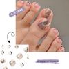 SINLOV 24pcs Nude Square Fake Toenails Glossy Golden stripe Press on Glitter False Toe Nails French Short Full Cover False Toenails Artificial Foot Nails for Women and Girls