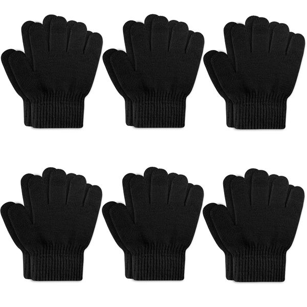 ONESING 6 Pairs Kids Gloves Knit Gloves for Kids Winter Gloves Stretchy Finger Boys Gloves for Girls Boys