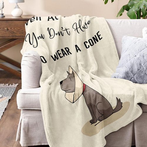 Quilazy Get Well Gifts for Women/Men After Surgery, Sympathy Gift, Feel Better/Surgery Recovery/Cancer Care Chemo Healing Gifts for Women, at Least You Don't Have to Wear a Cone Blanket 50"X60"