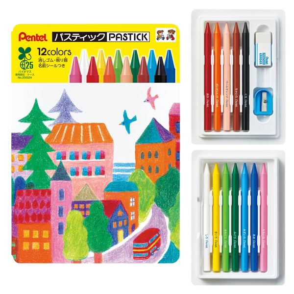 Pentel GC2-12 Pencil Pastic, Biomass Case, 12 Colors