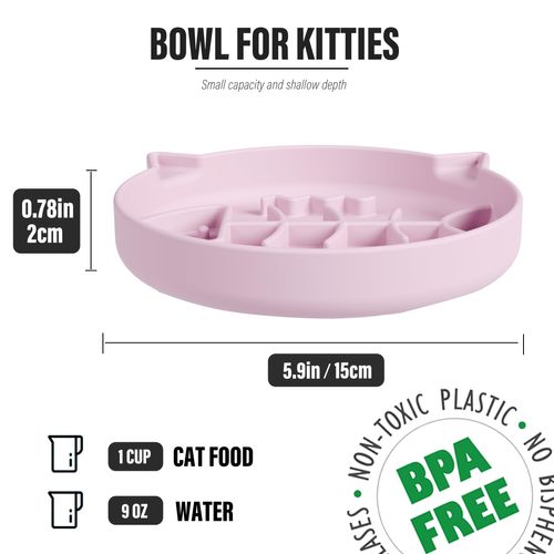 Slowpaw Silicone Cat Slow Feeder,Slow Feeder Cat Bowl Wet Food with Suction Cups，Puzzle Feeder Cat,Cat Interactive Toys,Effectively Reduce Overeating in Kitty (Pink, 1 Cup)