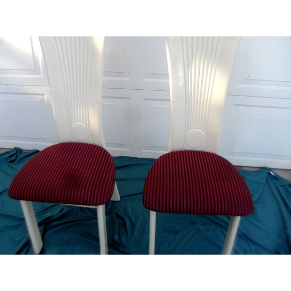 PAIR 1980's HOLLYWOOD REGENCY ART DECO LAQUERED UPHOLSTERED DECORATIVE CHAIRS