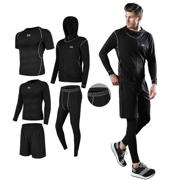 Ademe Men's Compression Wear, Top and Bottom Set, Training Wear, Sportswear, Breathable, Odor-Resistant, Sweat-Absorbent, Quick Dry, Hoodie, Long-Sleeved Shirt, Short-Sleeved Shirt, Shorts, Tights