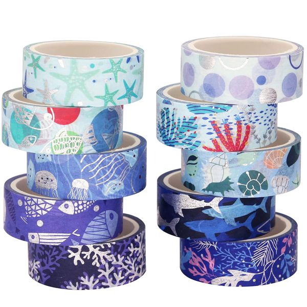 YUBX Washi-Tape, dekoratives Papier, Masking Tape, für Scrapbooking, Handwerk, Basteln (Ocean)