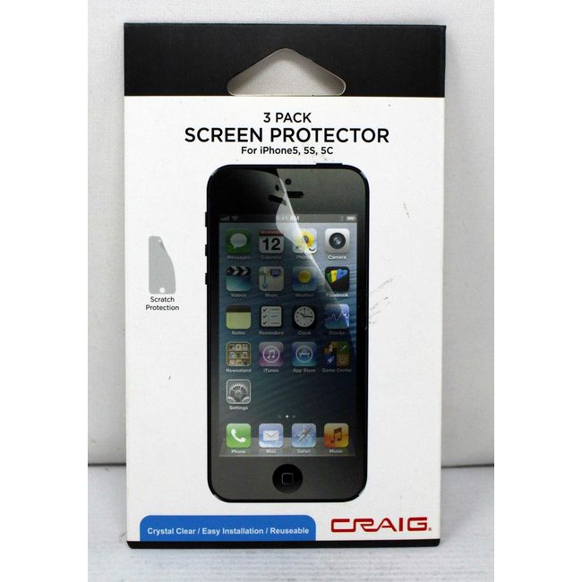 Craig Crystal Clear 3 Pack Screen Protector For Iphone 5,5S & 5C