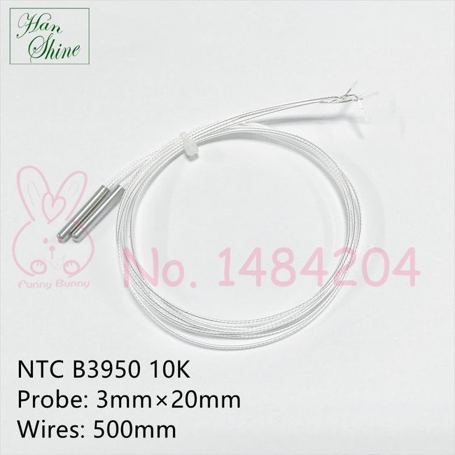 B3950 10K NTC thermistor - 1% - Stainless Steel Probe