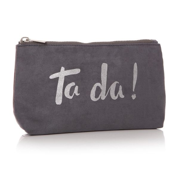 Grey and Silver Ta da Cosmetic Pouch by Shruti