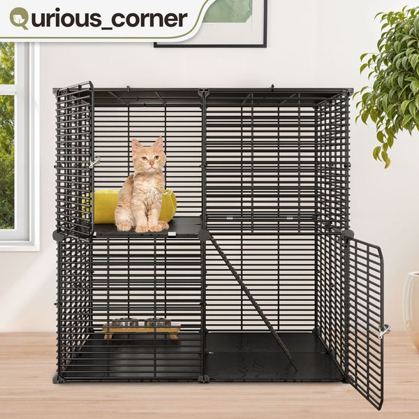 Ferret Cat Cage 2 Tier 28" Pet Playpen Rabbit Puppies Kitten Bunny Enclosure