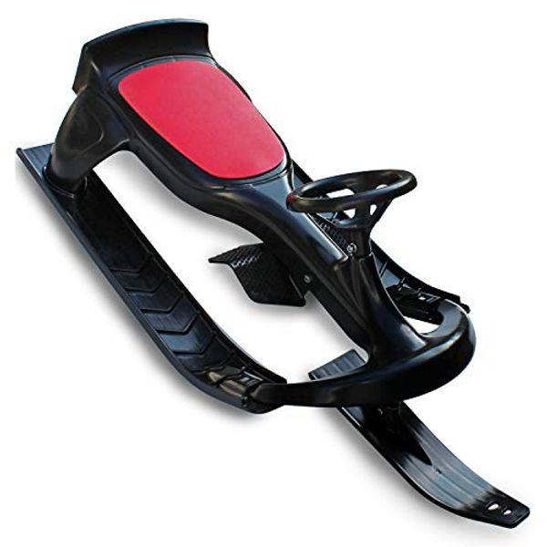 Flexible Flyer PT Blaster Steering Ski Sled with Brakes. Plastic Snow Slider, 45 x 20 x 18 inches