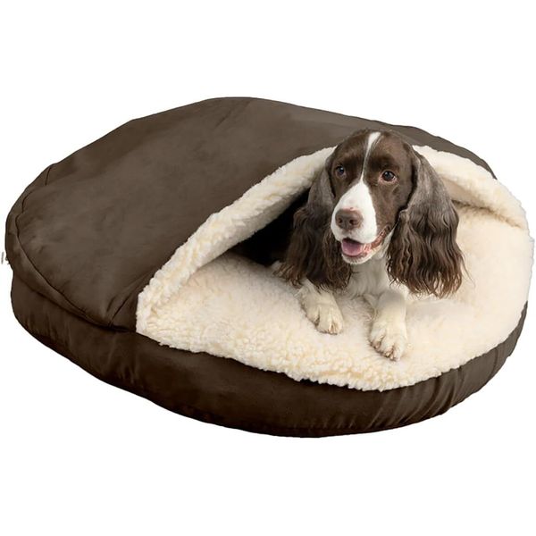 Snoozer Luxury Microsuede Cozy Cave Pet Bed, Extra Large, Hot Fudge