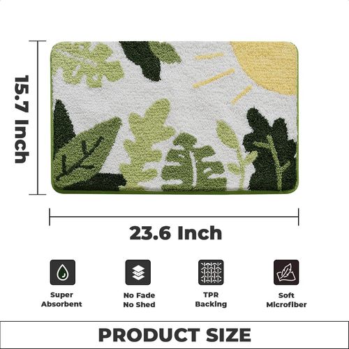 Loismood Extra Absorbent Bath Mat Non Slip and Machine Washable Bathroom Rug Thick Fluffy Bath Carpet for Shower, Bedroom and Kitchen (24"x16", Light Green)