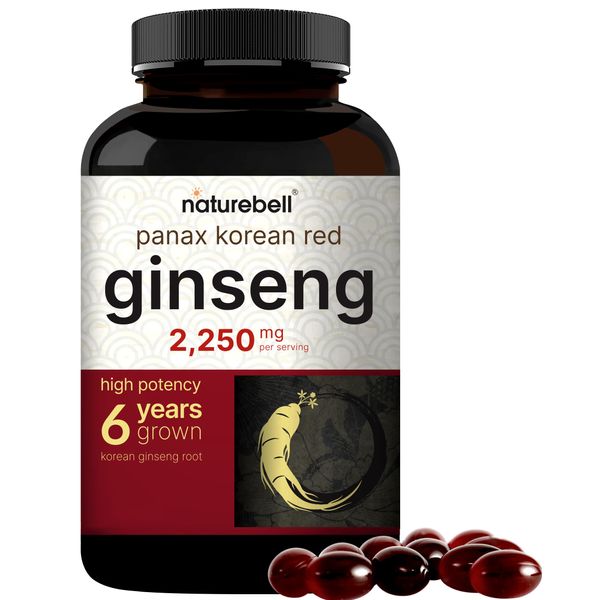 Korean Red Ginseng Softgels | Panax Ginseng Root Extract, Standardized to 10% Ginsenosides – Potent 6 Year Grown Source – Energy & Immune Health Supplement – Non-GMO