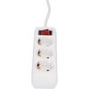 Unitec socket strip 3-fold with switch, 1.4 m. White, 445211.