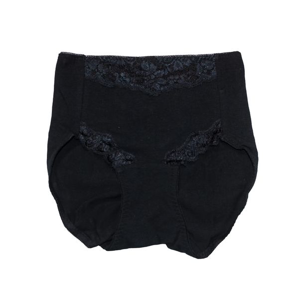 Laulea Akoakoa Black M Women's Panties, Lace, Flower, Cotton, Hyaluronic Acid Processing, Moisturizing, Back Gathering, For Sensitive Skin, Small Size, Lace Shorts, Girdle, Women’s Underwear, Lace,