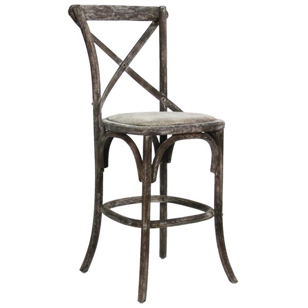 Zentique Parisienne Cafe Counter Stool, Limed Charcoal Oak