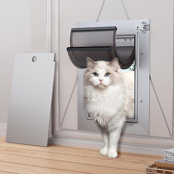 Cat Door for Wall, Small Pet Door, Heavy Duty Doggy Door, All Aluminum Frame, Do