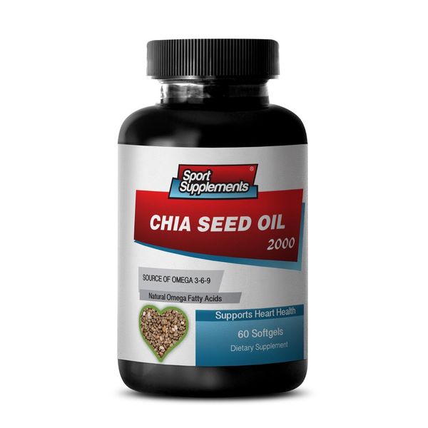 Chia Seed Oil 2000mg. Supports Immune System, Body Health Antioxidant (1 Bottle)