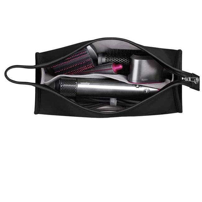 HENGSI Travel Storage Bag for Dyson Airwrap/Supersonic Hair Dryer and Attachments (Waterproof PU Leather-Black)