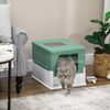 Fully Enclosed Cat Litter Box with Front Entry, Top Exit, Green
