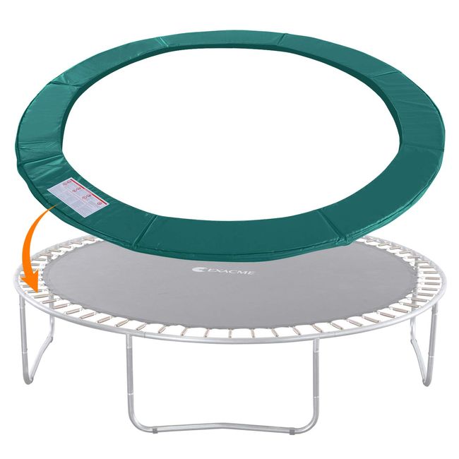 Trampoline Pad Replacement Round Safety Spring Cover, No Hole for Pole (Green, 16 Foot)