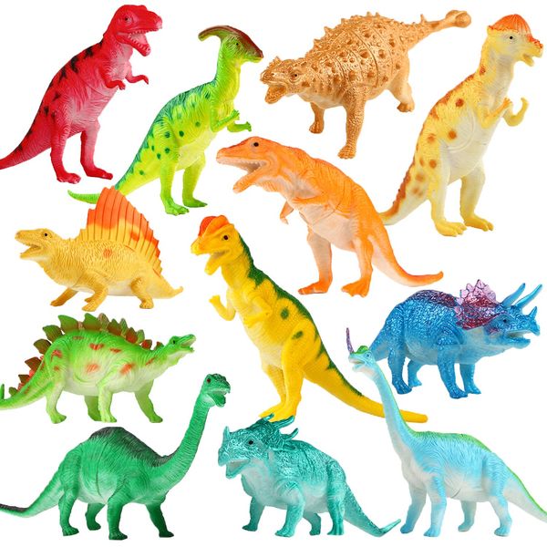 Yeonha Toys Dinosaur Figure, 7 Inch Jumbo Dinosaur Toy Playset(12 pack), Safe Material Assorted Realistic Dinosaur, Vinyl Plastic Dino Dinosaur Set Party Favors Toys for Kids Boys Toddler Educational