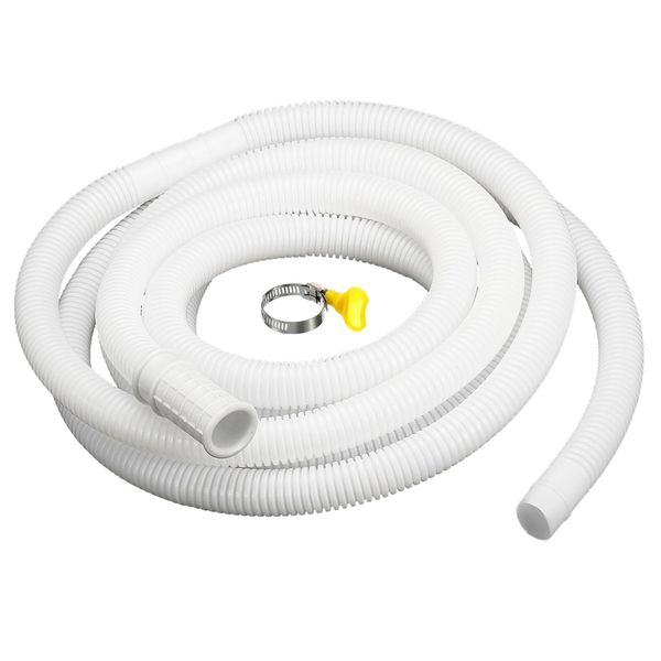 sourcing map 20ft/6m Universal 16mm ID Air Conditioner Drain Hose with Clamp, Flexible Drain Pipe Air Conditioner Accessories for AC Units Washing Machine, White