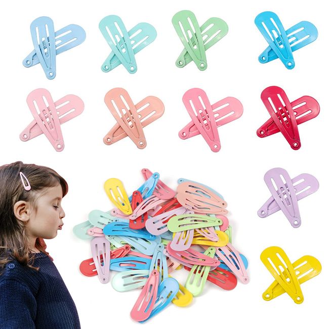 JINSION Haarspangen Mädchen, 50 Stück Baby Haarklammer Bunte Hair Clips Haarspange Damen, Metall Snap Haarklammern in Bonbonfarbe, Kinder Haarschmuck Klein für Haarspange Geburtstagsfeier Geschenk