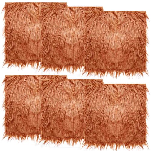 Faux Fur Fabric Christmas Winter Squares Shaggy Fur Fabric Patches Brown 10x10 Inch for DIY Craft Hobby Halloween Winter Costume Decoration