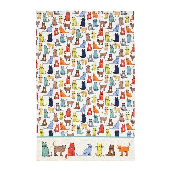 Ulster Weavers Catwalk Tea Towel, 100% Cotton - With Cute Multicoloured Cat Animal Hand Drawn Design - Kitchen and Cooking Gifts for Bakers & Chefs - Homeware & Kitchenware Range