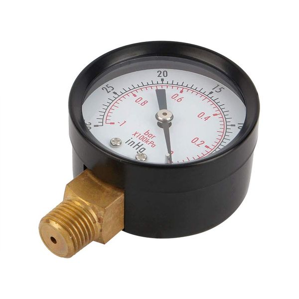 VGEBY Vacuum Meter Mechanical Manometer Low Pressure Gauge 2 Vacuum Pressure Gauge Double Scale PSI/Bar Air Compressor Water Oil Gas 1/4 NPT Copper Alloy Bottom Mount Air Compressor Water Oil Gas