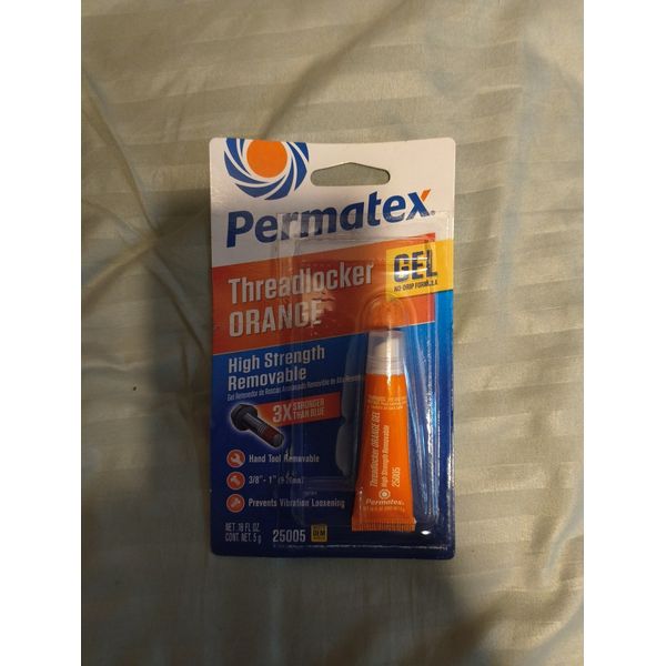 Permatex High Strength Removable Orange Threadlocker Gel 0.18 oz Seals
