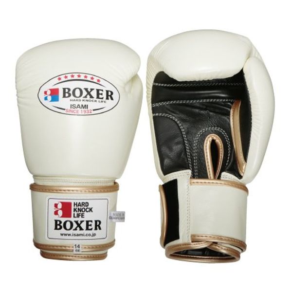 ISAMI BOXER Boxing Gloves Genuine Leather 10oz (TBX-110) (White)