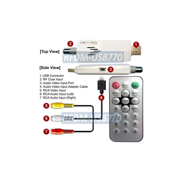 RF CATV To PC USB Video Audio Demodulator Adapter For Win10 Win8 Win7 