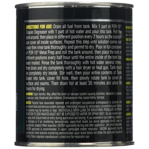 POR-15 Fuel Tank Sealer, Stops Rust, Corrosion and Leaks, Seals Pinholes and Seams, Non-Porous, Flexible Film, 16 Ounces