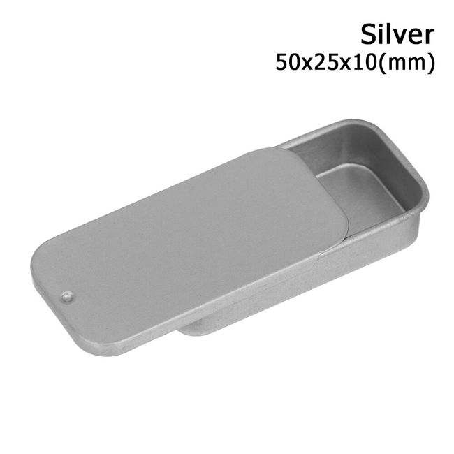 Metal Rectangular Empty Hinged Tins - 12Pcs Silver Mini Portable