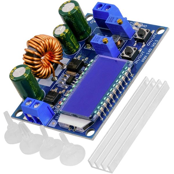 AZDelivery HW-140 DC-DC Buck Boost Power Converter Automatischer Step Up/Down, Volt- und Ampere-Meter-LCD-Anzeige, Spannungswandler 3A 5,5V-30V zu 0,5V-30V kompatibel mit Arduino inklusive E-Book!