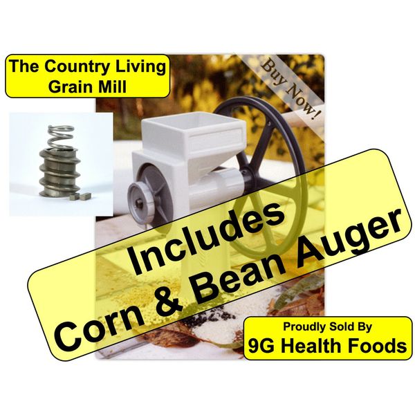 Country Living Hand Grain Mill WITH Corn and Bean Auger - NEW