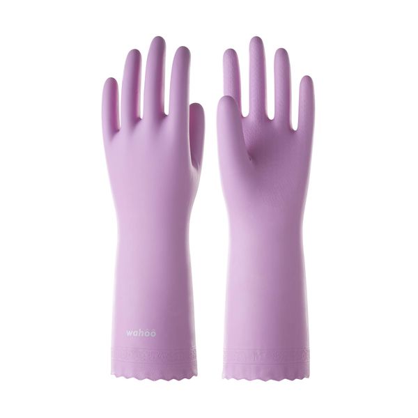 LANON wahoo Skin-Friendly Cleaning Gloves, Dishwashing Kitchen Gloves with Cotton Flocked Liner, Reusable, Non-Slip, Mauve Mist, Medium