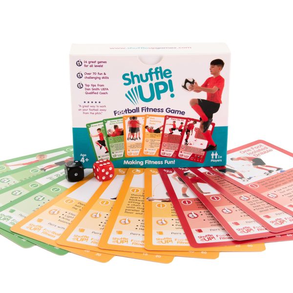 Shuffle Up Football Games - Family Soccer Games with 70+ Fun & Active Fitness Workout Cards for Kids, Football Training Equipment Aid, Football Gifts for Boys & Girls