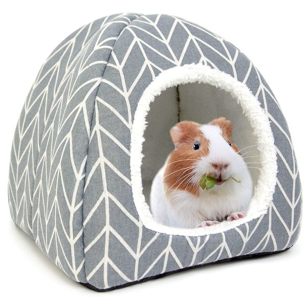 Tierecare Guinea Pig Hideout Hamster Bed Rabbit House Cave Accessories Cozy Hide-Out for Bunny Hedgehog Ferret Chinchilla&Other Small Animals (Grey)