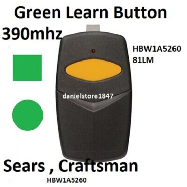 Sears Craftsman Garage Door Opener Remote Control HBW1A5260 81LM 390MHZ