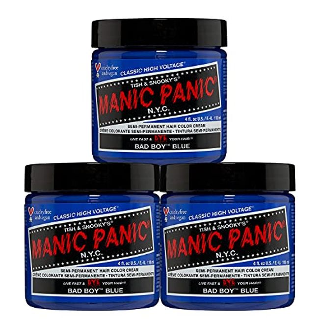 Manic Panic Semi-Permanent Hair Color Cream, Bad Boy Blue, 4 fl oz 