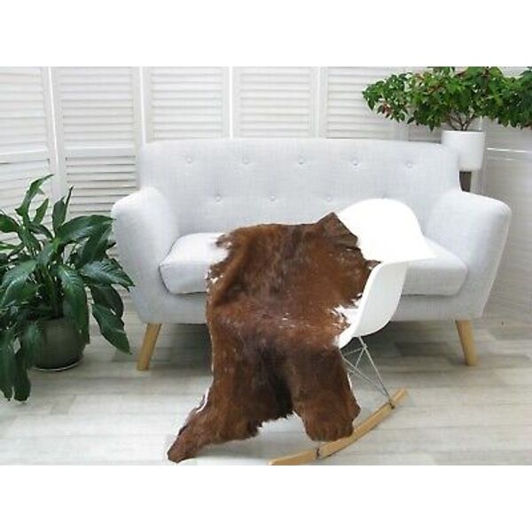 GENUINE GREEK GOAT RUG RARE SINGLE GOAT SKIN HIDE FLOOR CHAIR COVER Go380