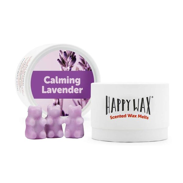 Happy Wax - Calming Lavender Soy Wax Melts - Lavender Scented Wax Melts Infused with Natural Essential Oils - Cute Bear Shaped Wax Melts Perfect for Melting in Your Wax Warmer (3.6 Oz Classic Tin)