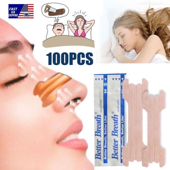 100 Pieces Better Breath/Reduce Stop Snoring Right Now Large/Tan Nasal Strips US