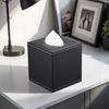 KINGFOM Leather Cube Square Tissue Box Cover Holder (Black)